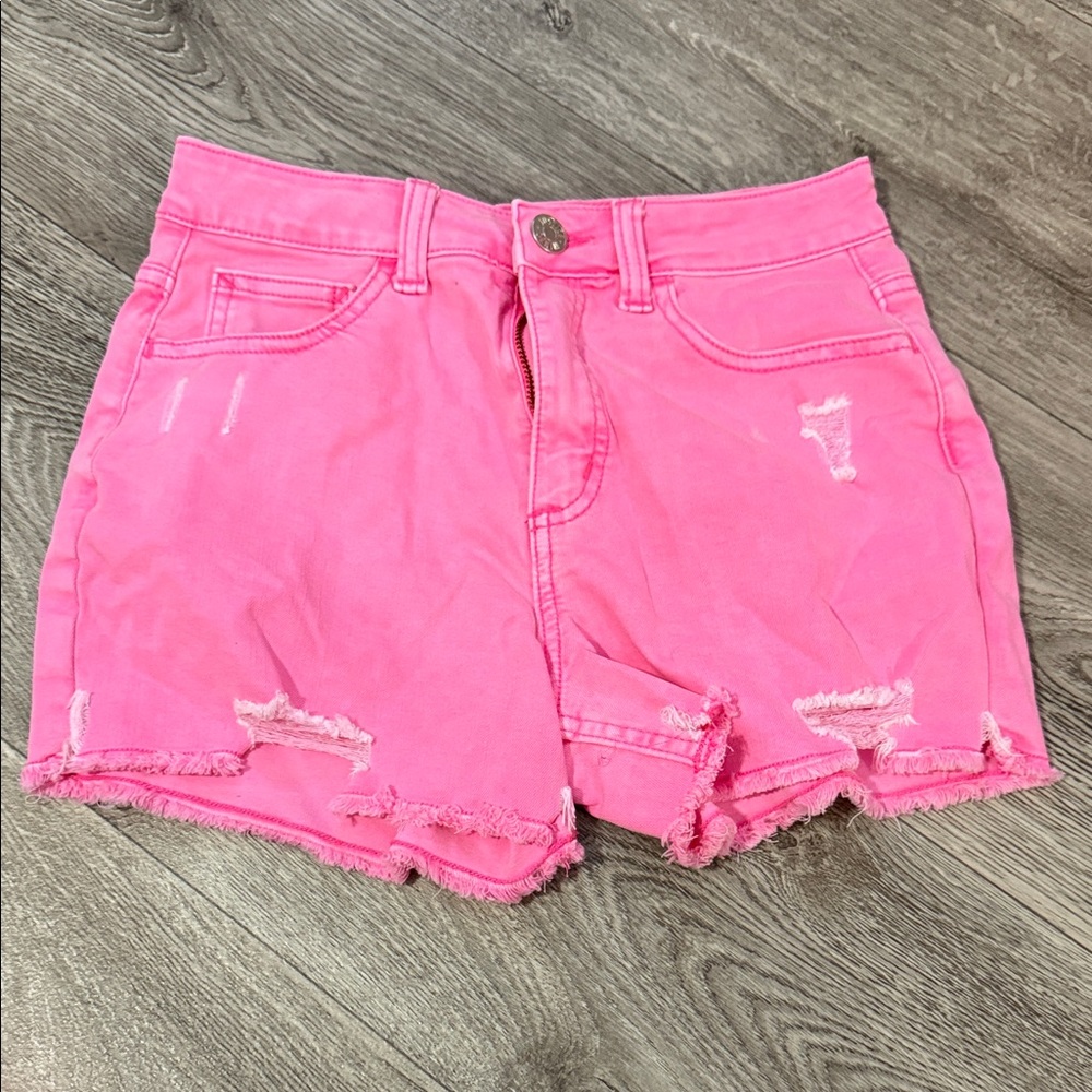 Pink Distressed Shorts